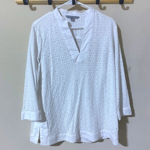 Valerie Steven White Eyelet #/4 blouse in size XL